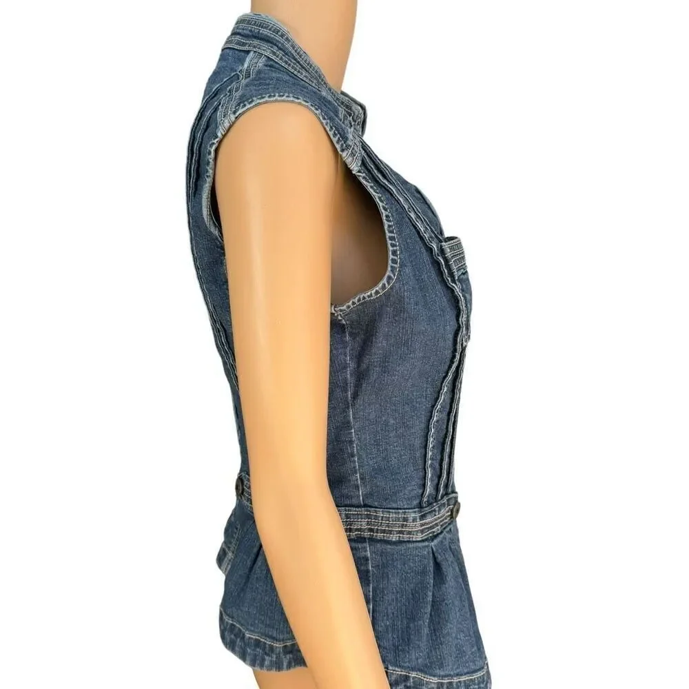 Ethyl vintage sleeveless denim peplum jacket size S
